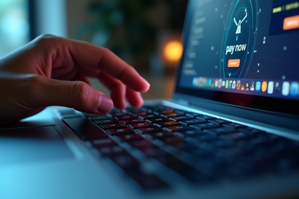 Doigt appuyant sur payer maintenant sur un clavier d