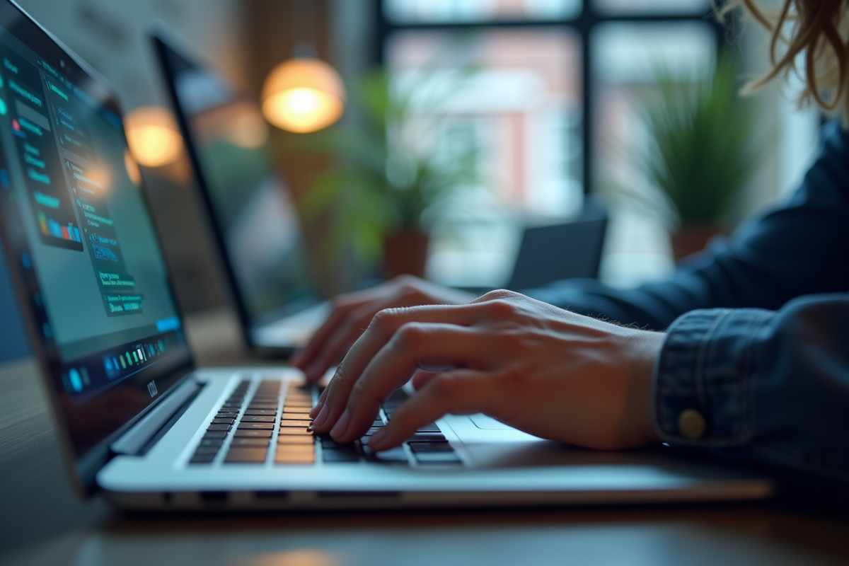 Mains tapant sur un clavier d