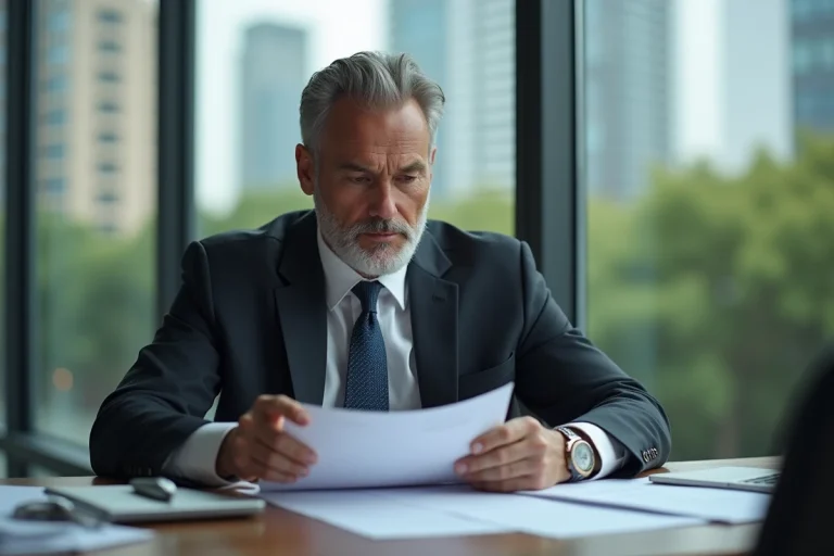 Homme d'affaires en costume dans un bureau moderne