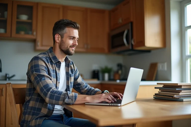 Homme en plaid compare prix matériaux de construction